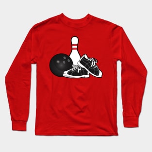 Bowling Shoes, Ball & Pin Long Sleeve T-Shirt